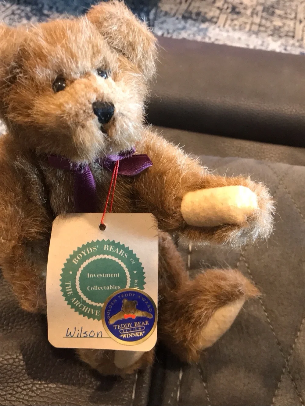Boyds Bears Brown Plush Teddy with Cream Paw